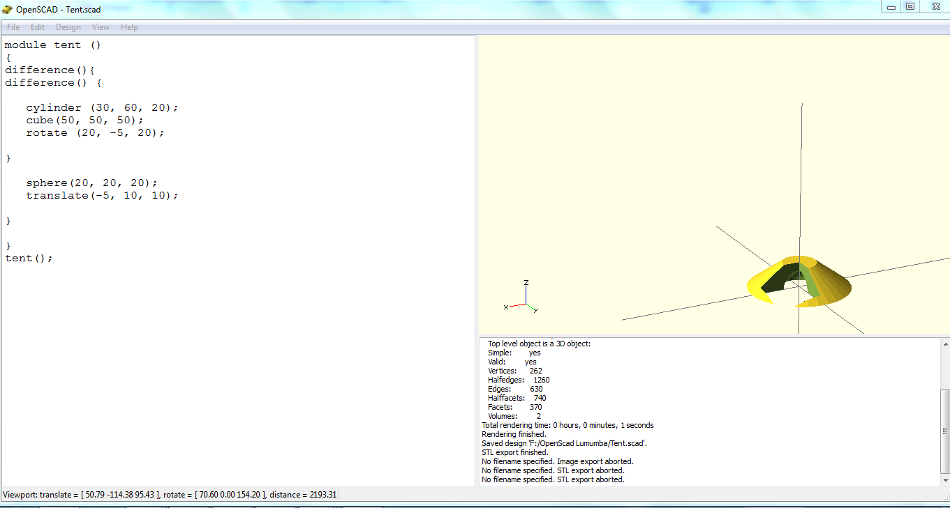 Tent in OpenSCAD